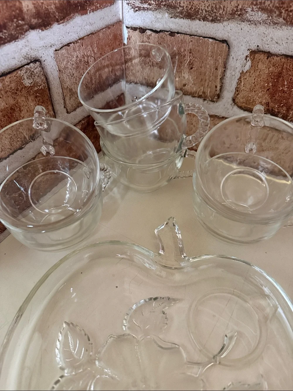 Hazel Atlas Apple Blossom sip and snacks plated. Set of 7